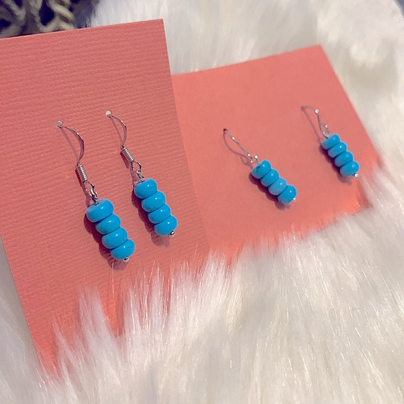 New Dainty Minimalist SemiPrecious Healing Stones Authentic Turquoises Earrings - Picture 6 of 11